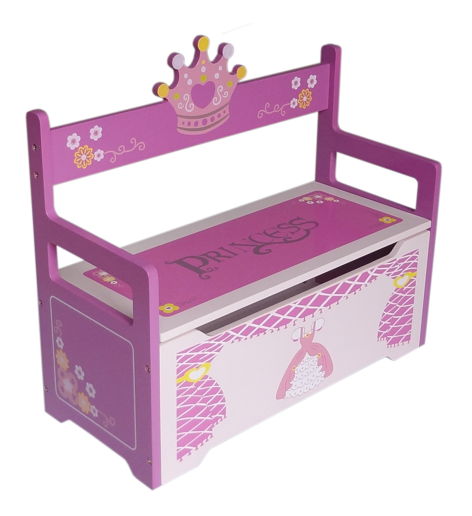 Kiddi Style Princess Themed Childrens Toy Box Bench Kiddy Products